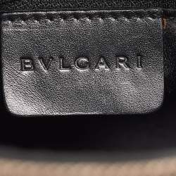 Pre Owned Bvlgari Black Macadam Denim and Leather Cylinder Bag