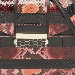 Bvlgari Black/Multicolor Python and Leather Small Serpenti Viper Top Handle Bag