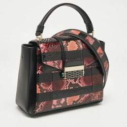 Bvlgari Black/Multicolor Python and Leather Small Serpenti Viper Top Handle Bag