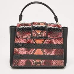 Bvlgari Black/Multicolor Python and Leather Small Serpenti Viper Top Handle Bag