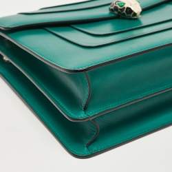 Pre Owned Bvlgari Green Leather Large Serpenti Forever Shoulder Bag