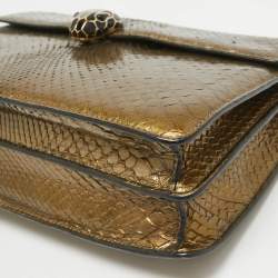 Bvlgari Olive Green Python Medium Serpenti Forever Shoulder Bag