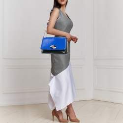 مملوكة مسبقًا Bvlgari Black/Blue Leather Icona Shoulder Bag