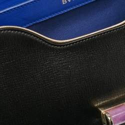 مملوكة مسبقًا Bvlgari Black/Blue Leather Icona Shoulder Bag