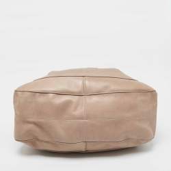 Pre Owned Bvlgari Beige Leather Ruched Hobo
