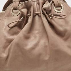 Pre Owned Bvlgari Beige Leather Ruched Hobo