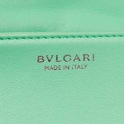 Pre Owned Bvlgari Green Quilted Leather Mini Serpenti Cabochon Crossbody Bag