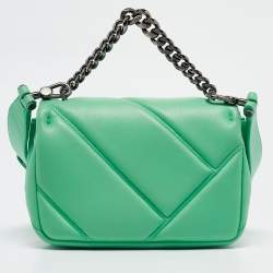 Pre Owned Bvlgari Green Quilted Leather Mini Serpenti Cabochon Crossbody Bag