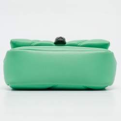 Pre Owned Bvlgari Green Quilted Leather Mini Serpenti Cabochon Crossbody Bag