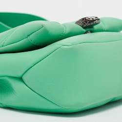 Pre Owned Bvlgari Green Quilted Leather Mini Serpenti Cabochon Crossbody Bag