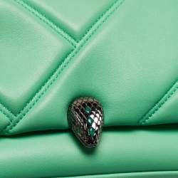 Pre Owned Bvlgari Green Quilted Leather Mini Serpenti Cabochon Crossbody Bag