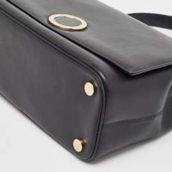 Bvlgari Black Leather Duet Top Handle Bag