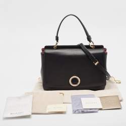 Bvlgari Black Leather Duet Top Handle Bag