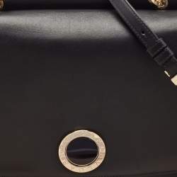 Bvlgari Black Leather Duet Top Handle Bag