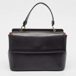 Bvlgari Black Leather Duet Top Handle Bag