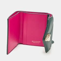 Bvlgari Green Leather Serpenti Forever Compact Wallet