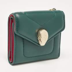 Bvlgari Green Leather Serpenti Forever Compact Wallet