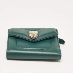 Bvlgari Green Leather Serpenti Forever Compact Wallet