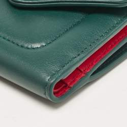 Bvlgari Green Leather Serpenti Forever Compact Wallet