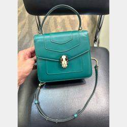 Pre Owned Bvlgari Green Serpenti Forever Top Handle Bag