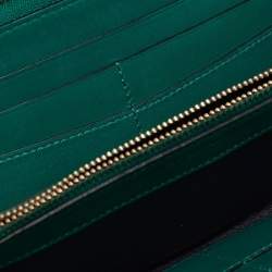 Pre Owned Bvlgari Green Leather Serpenti Forever Zip Around Wallet 