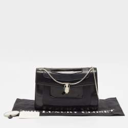 Pre Owned حقيبة كتف بلغاري سيربينتي فوريفر جلد أسود بقلاب متوسطة