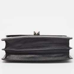 Pre Owned حقيبة كتف بلغاري سيربينتي فوريفر جلد أسود بقلاب متوسطة