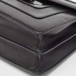 Pre Owned حقيبة كتف بلغاري سيربينتي فوريفر جلد أسود بقلاب متوسطة