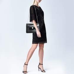 Pre Owned حقيبة كتف بلغاري سيربينتي فوريفر جلد أسود بقلاب متوسطة