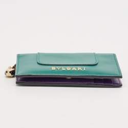Pre Owned Bvlgari Green Leather Serpenti Forever Bifold Card Holder