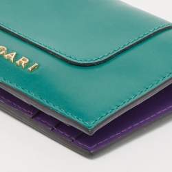 Pre Owned Bvlgari Green Leather Serpenti Forever Bifold Card Holder