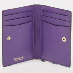 Pre Owned Bvlgari Green Leather Serpenti Forever Bifold Card Holder