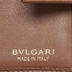 Bvlgari Brown Leather Logo Flap Compact Wallet