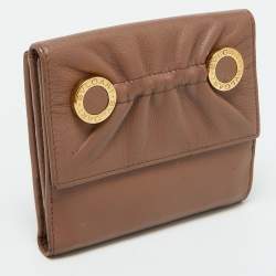 Bvlgari Brown Leather Logo Flap Compact Wallet