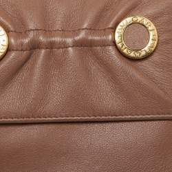 Bvlgari Brown Leather Logo Flap Compact Wallet