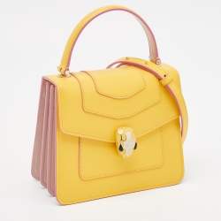 Bvlgari Yellow Leather Small Serpenti Forever Top Handle Bag