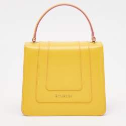 Bvlgari Yellow Leather Small Serpenti Forever Top Handle Bag