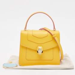 Bvlgari Yellow Leather Small Serpenti Forever Top Handle Bag