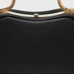 Pre Owned Bvlgari Black Leather Serpentine Top Handle Bag