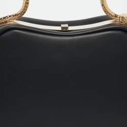 Pre Owned Bvlgari Black Leather Serpentine Top Handle Bag