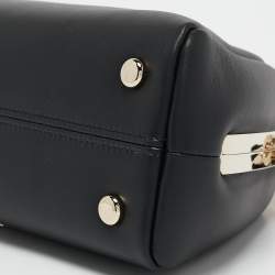 Pre Owned Bvlgari Black Leather Serpentine Top Handle Bag