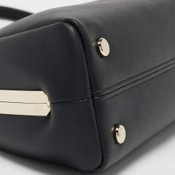 Pre Owned Bvlgari Black Leather Serpentine Top Handle Bag