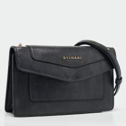 Bvlgari Black Leather Serpenti Wallet On Chain