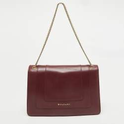 Pre Owned Bvlgari Bugundy Leather Medium Serpenti Forever Shoulder Bag