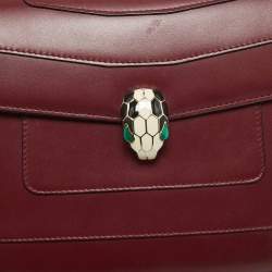 Pre Owned Bvlgari Bugundy Leather Medium Serpenti Forever Shoulder Bag