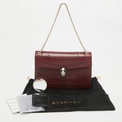 Pre Owned Bvlgari Bugundy Leather Medium Serpenti Forever Shoulder Bag