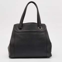 Pre Owned Bvlgari Black Leather Tote