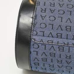 Bvlgari Blue/Black Logo Denim and Leather Cylinder Bag