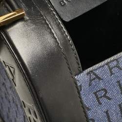 Bvlgari Blue/Black Logo Denim and Leather Cylinder Bag