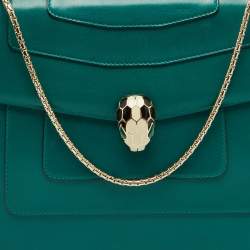 Bvlgari Green Leather Medium Serpenti Forever Shoulder Bag